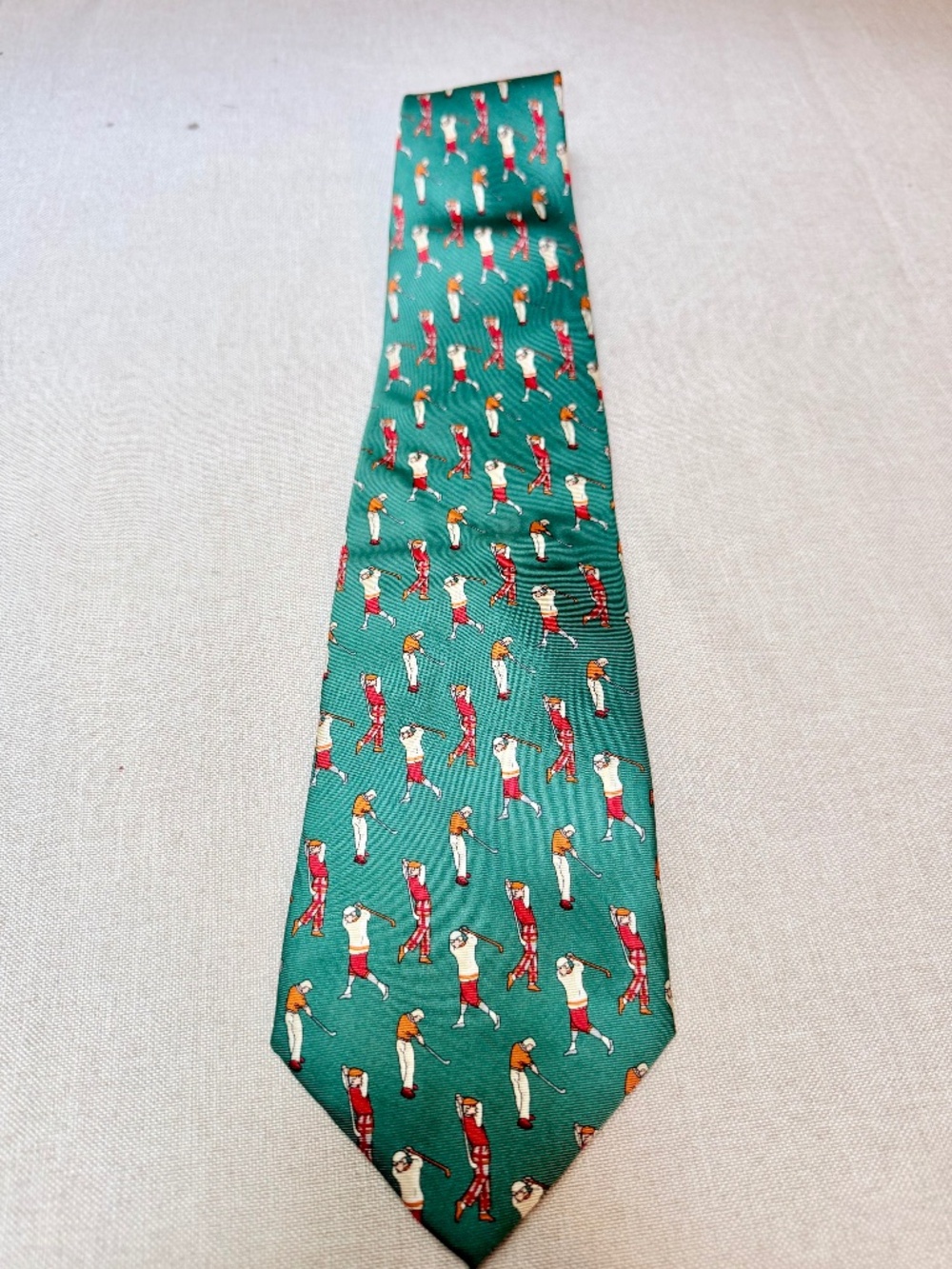 Brooks Brothers Green For the Love of Golf Themed Silk Necktie